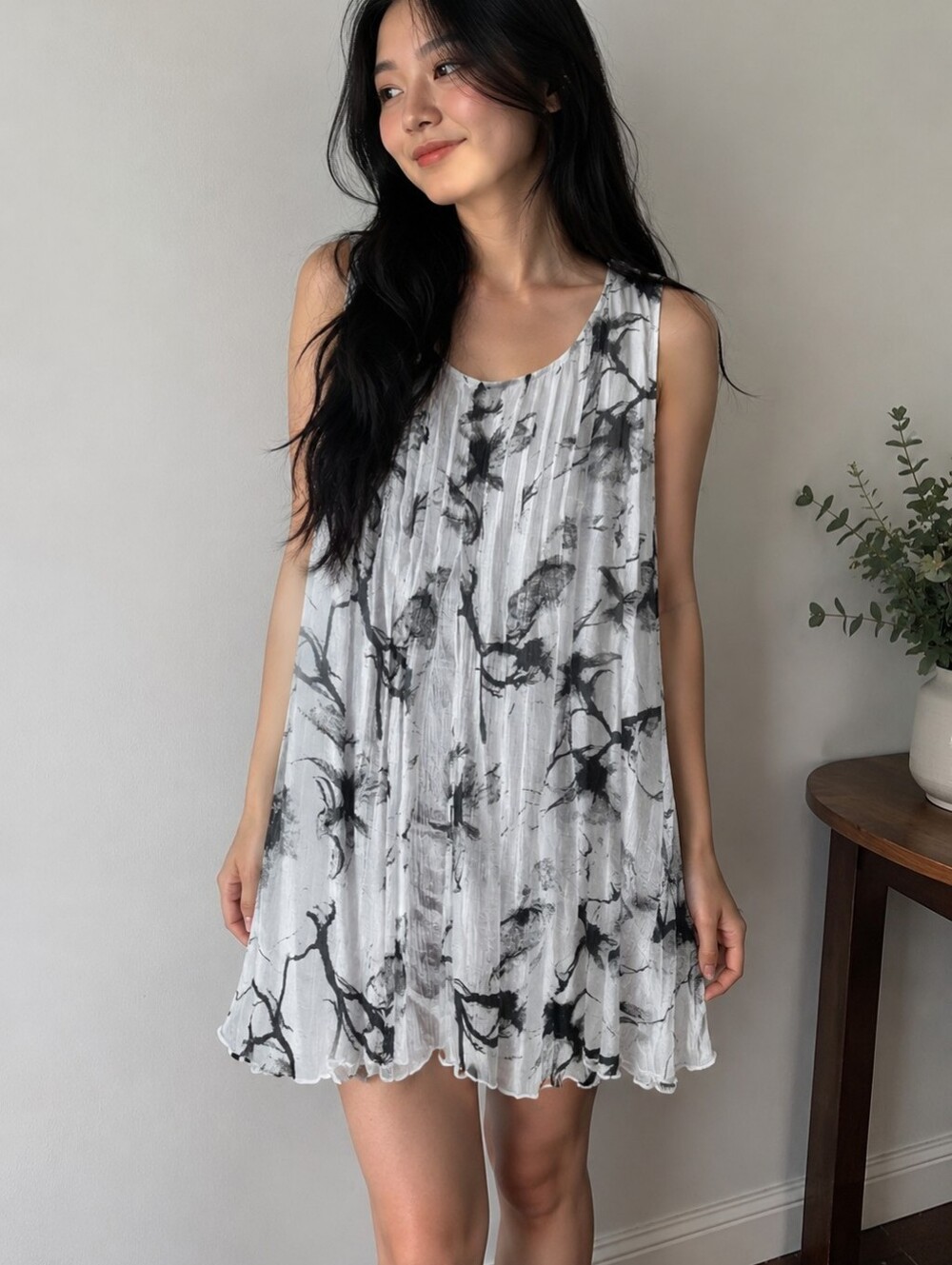 CHIFFON A-LINE MINI DRESS